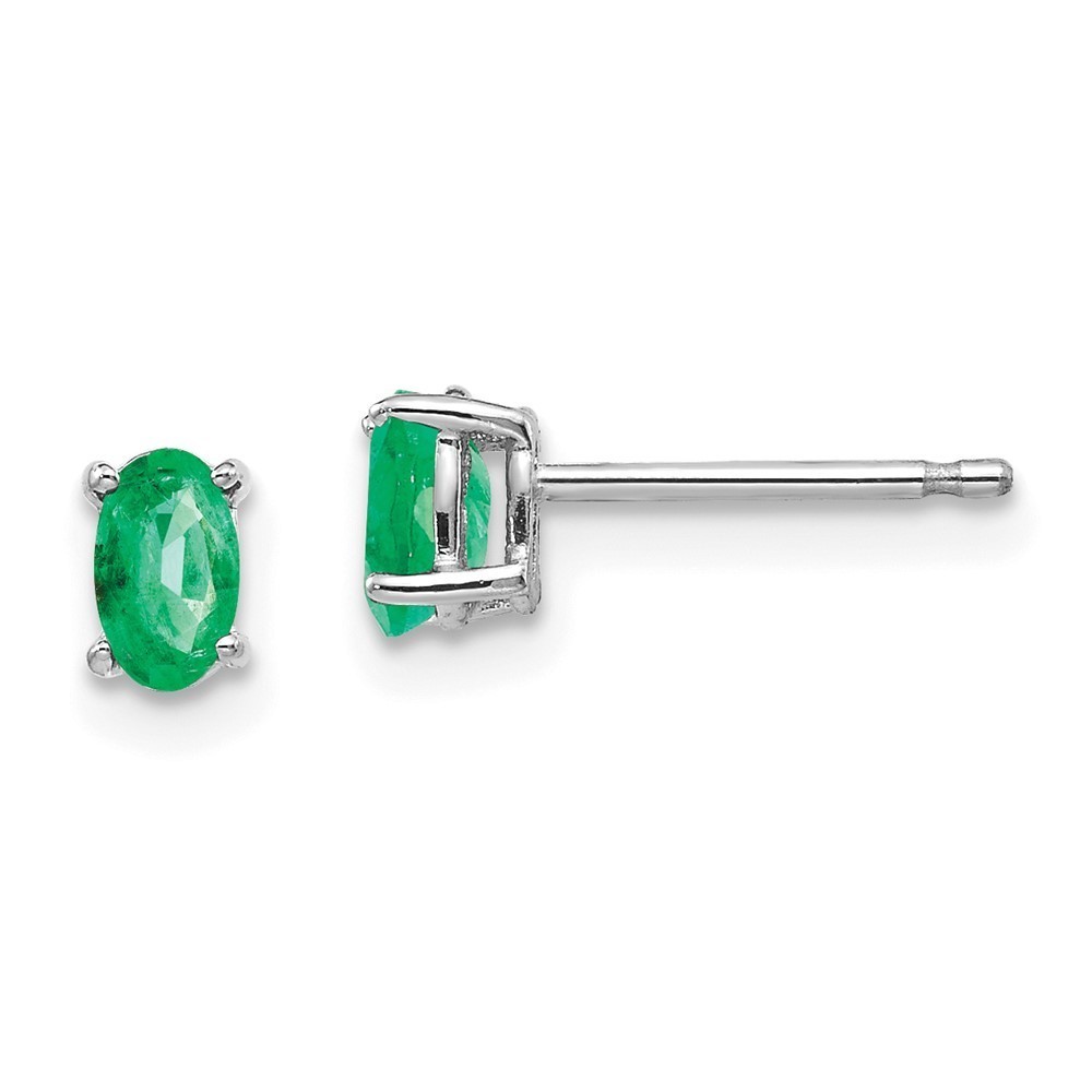 Million Charms 14k White Gold Green Emerald Earrings